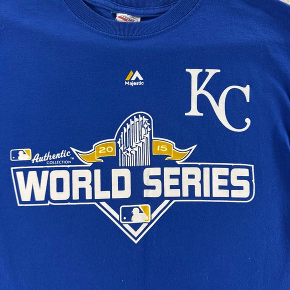 Majestic Kansas City Royals 2015 World Series Authentic Collection TShirt Mens M - Picture 3 of 8